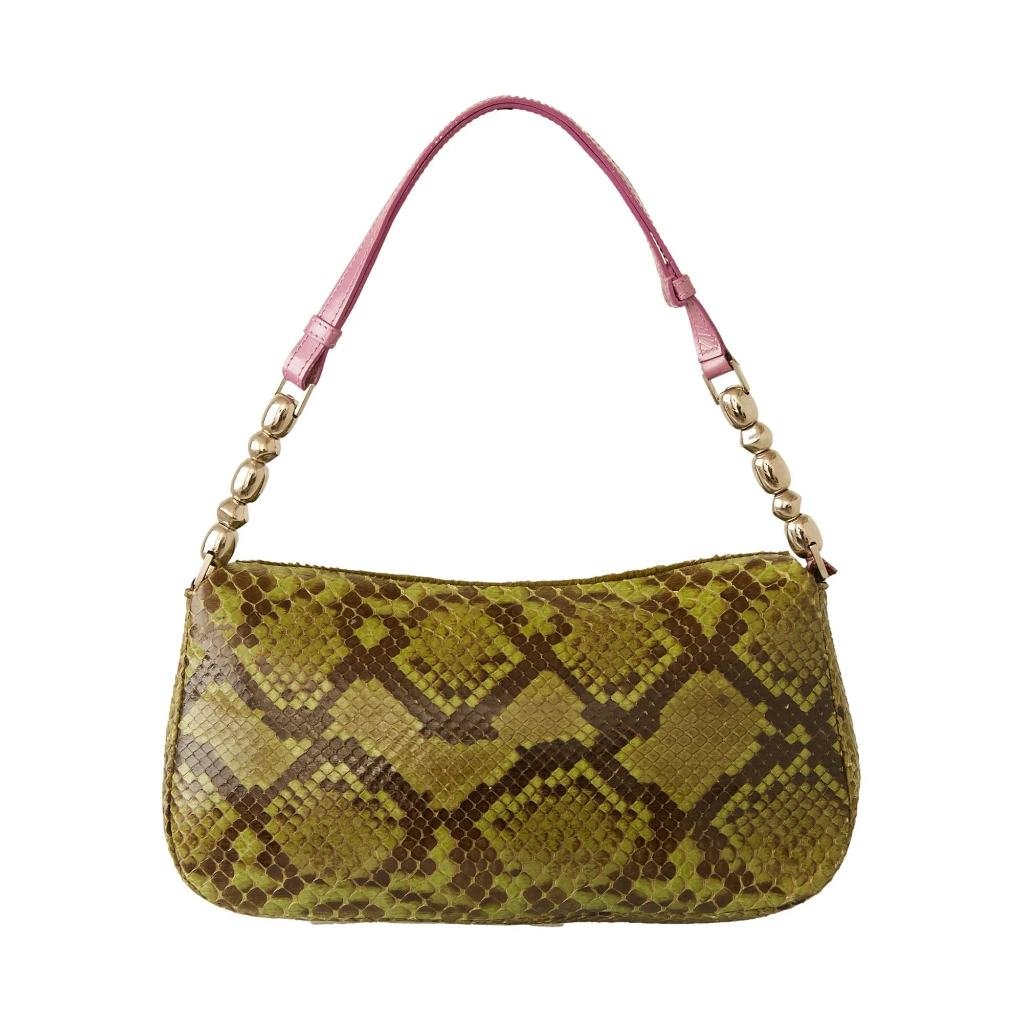 Dior Green   Pink Calf-hair   Snakeskin Shoulder Bag