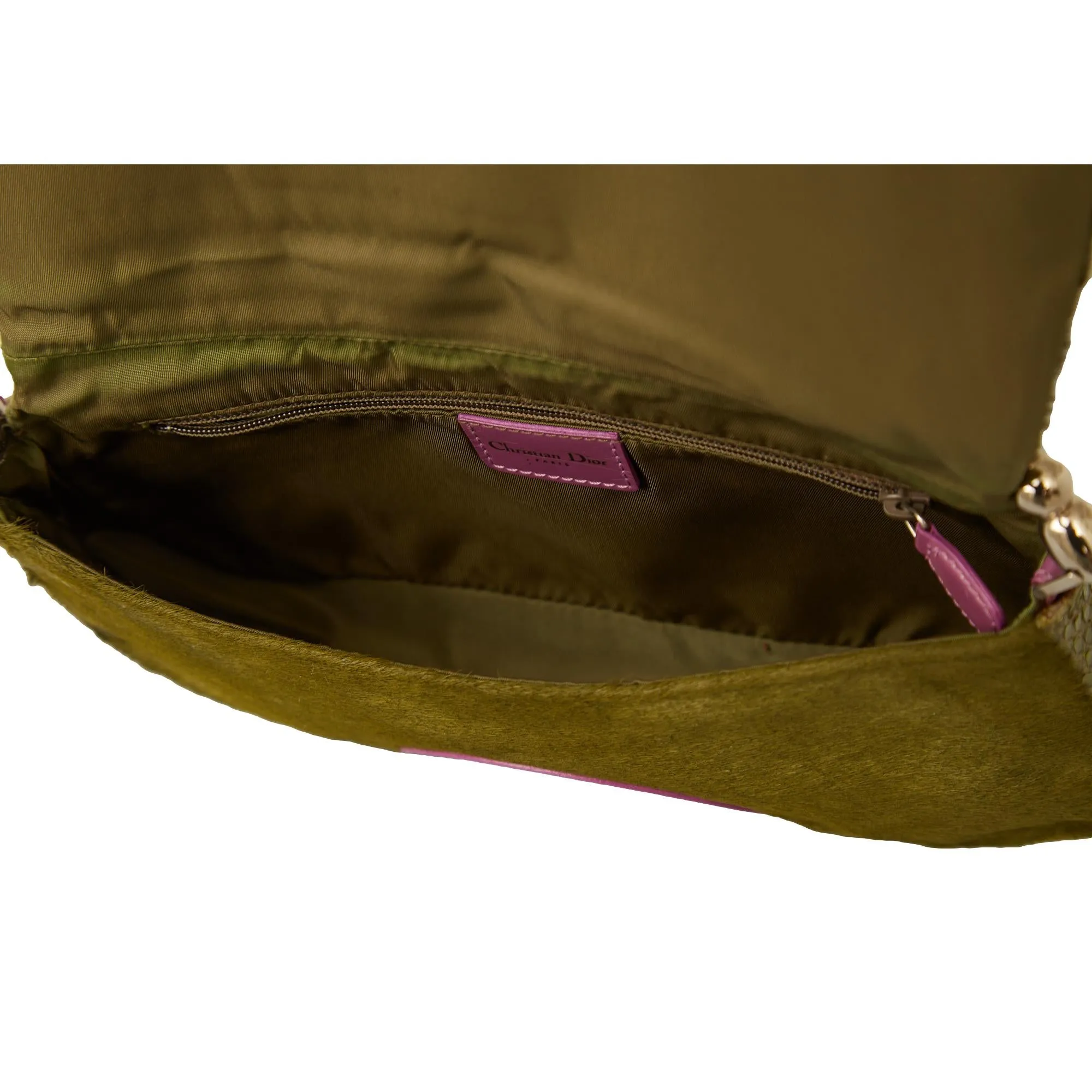 Dior Green   Pink Calf-hair   Snakeskin Shoulder Bag