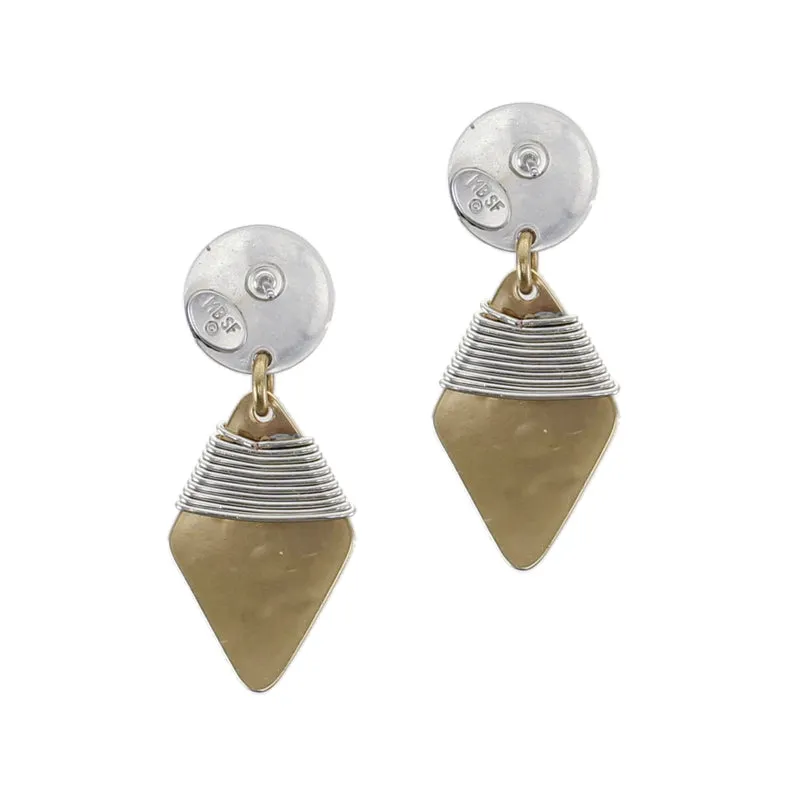 Disc and Diamond with Crossed Wire Wrapping Post Earring