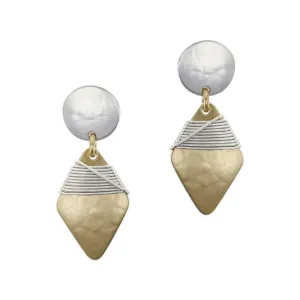 Disc and Diamond with Crossed Wire Wrapping Post Earring