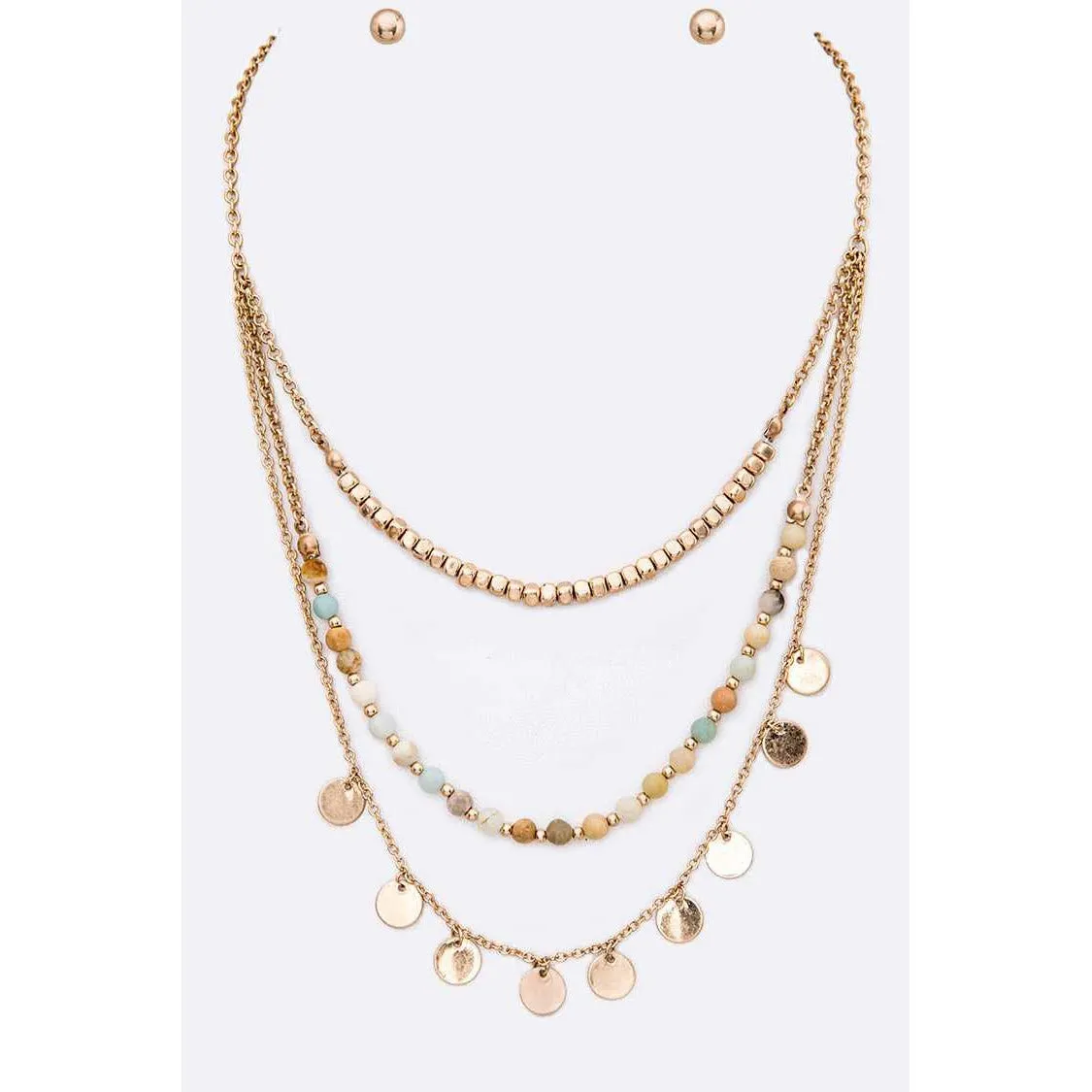 Disk Beaded Necklace Set