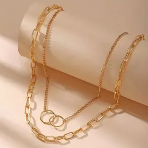 Double Layered Chunky Chain Circle Pendant