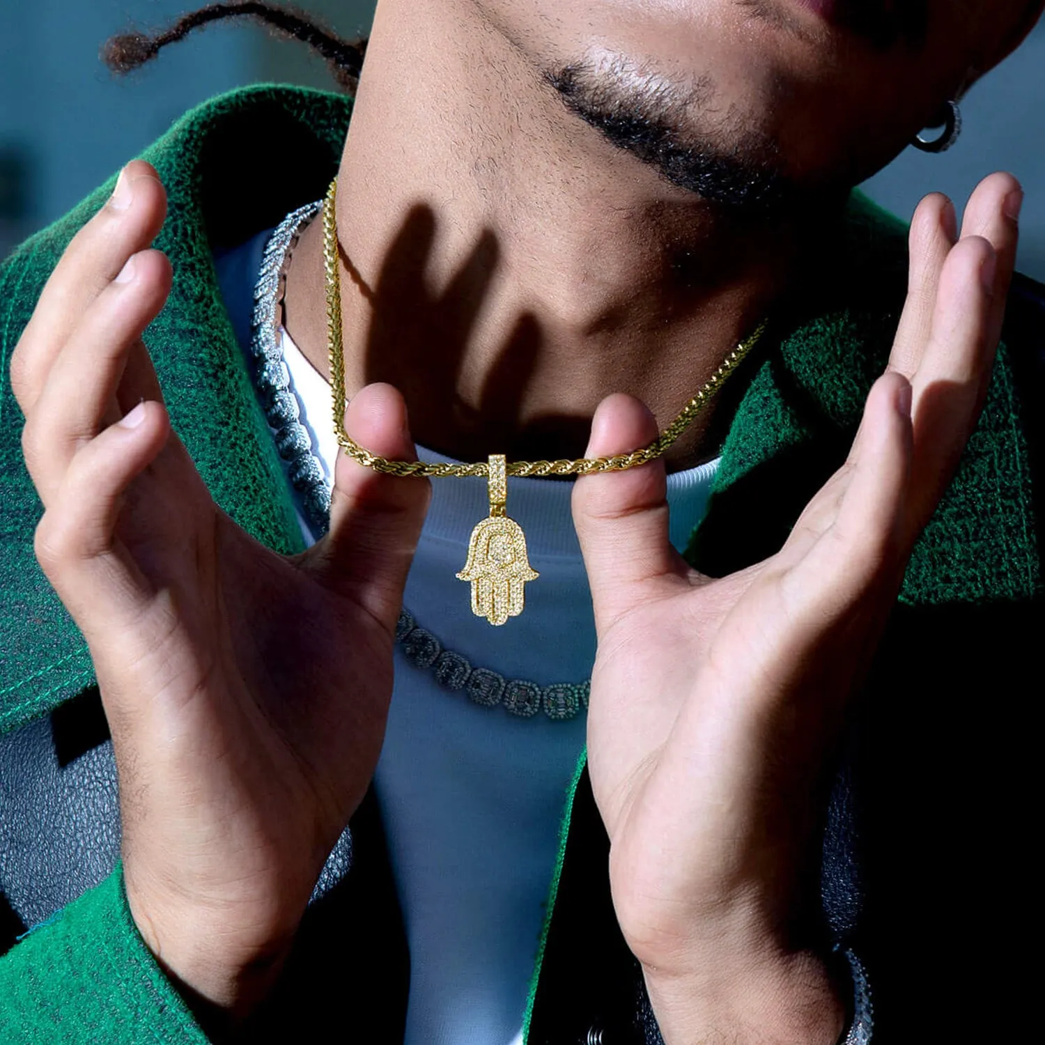 Double-Layered Hamsa Pendant