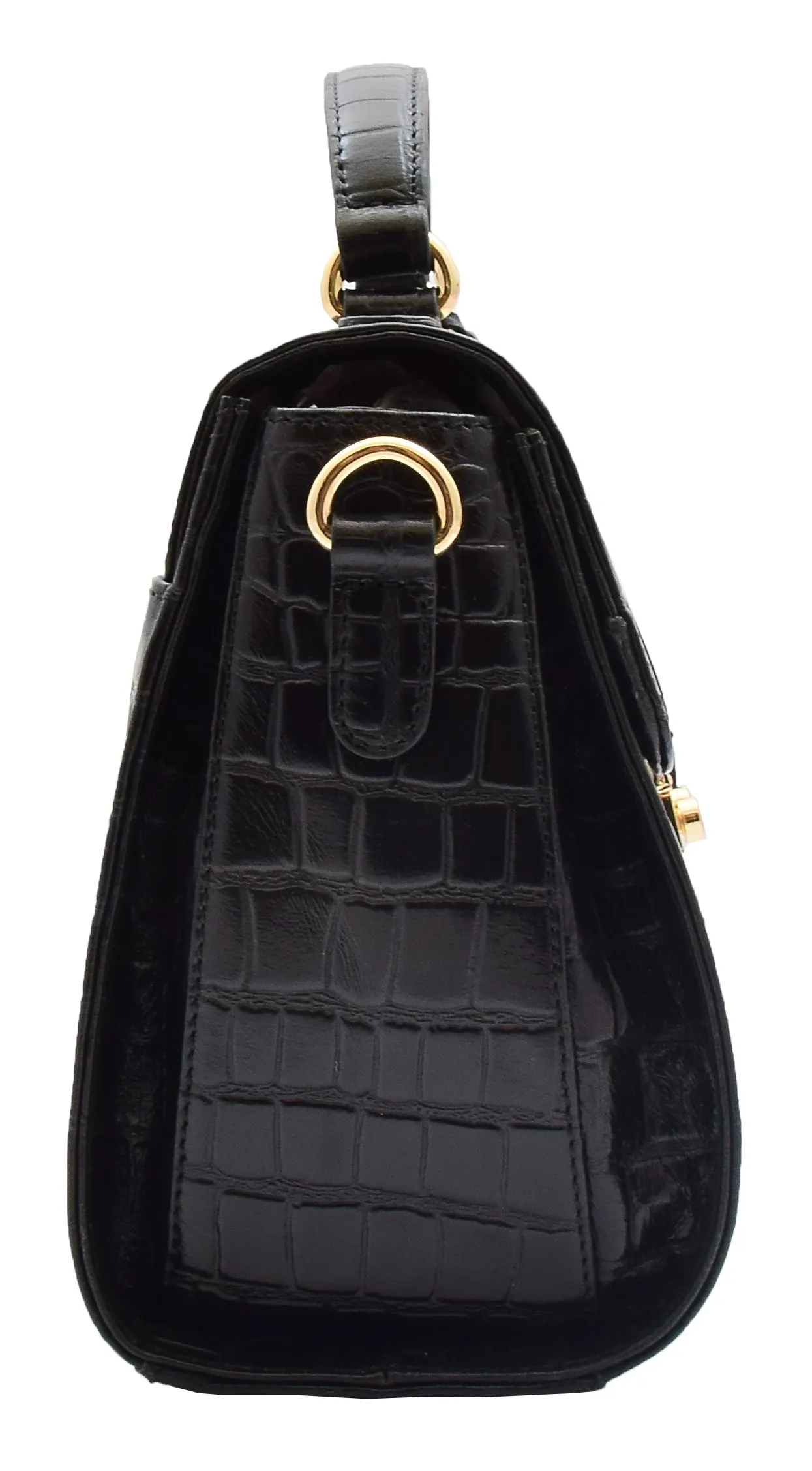 DR300 Women's Smart Work Leather Organiser Shoulder Bag Black