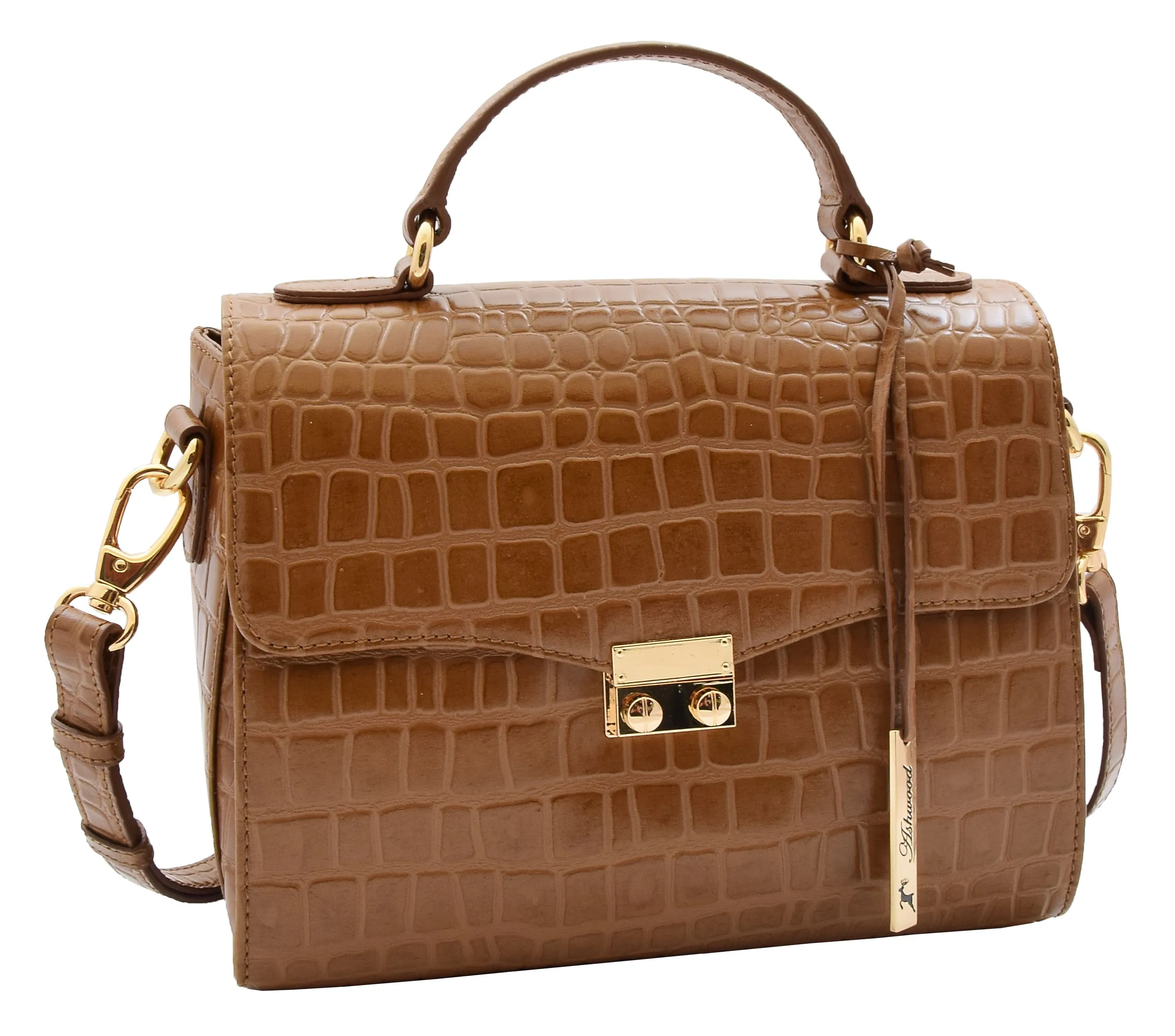 DR300 Women's Smart Work Leather Organiser Shoulder Bag Tan