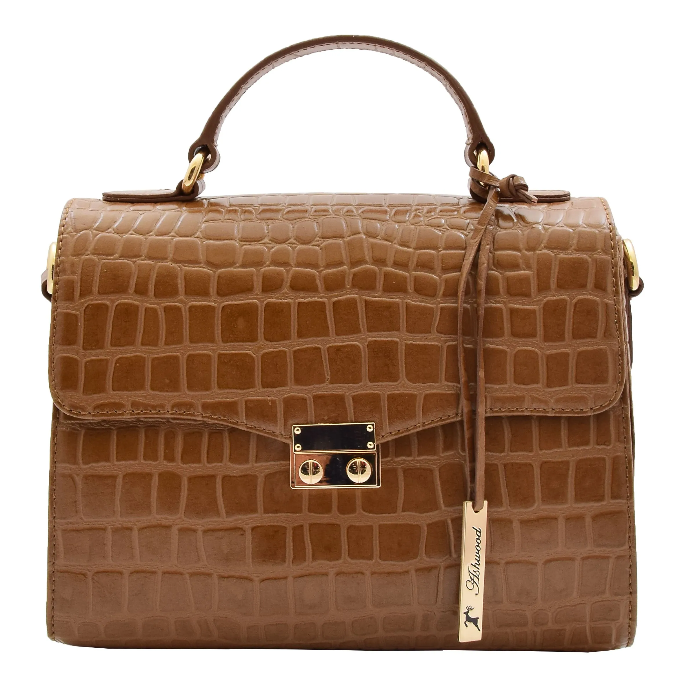 DR300 Women's Smart Work Leather Organiser Shoulder Bag Tan