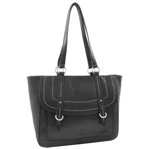 DR591 Women's Soft Leather Large Size Shopper Bag Black
