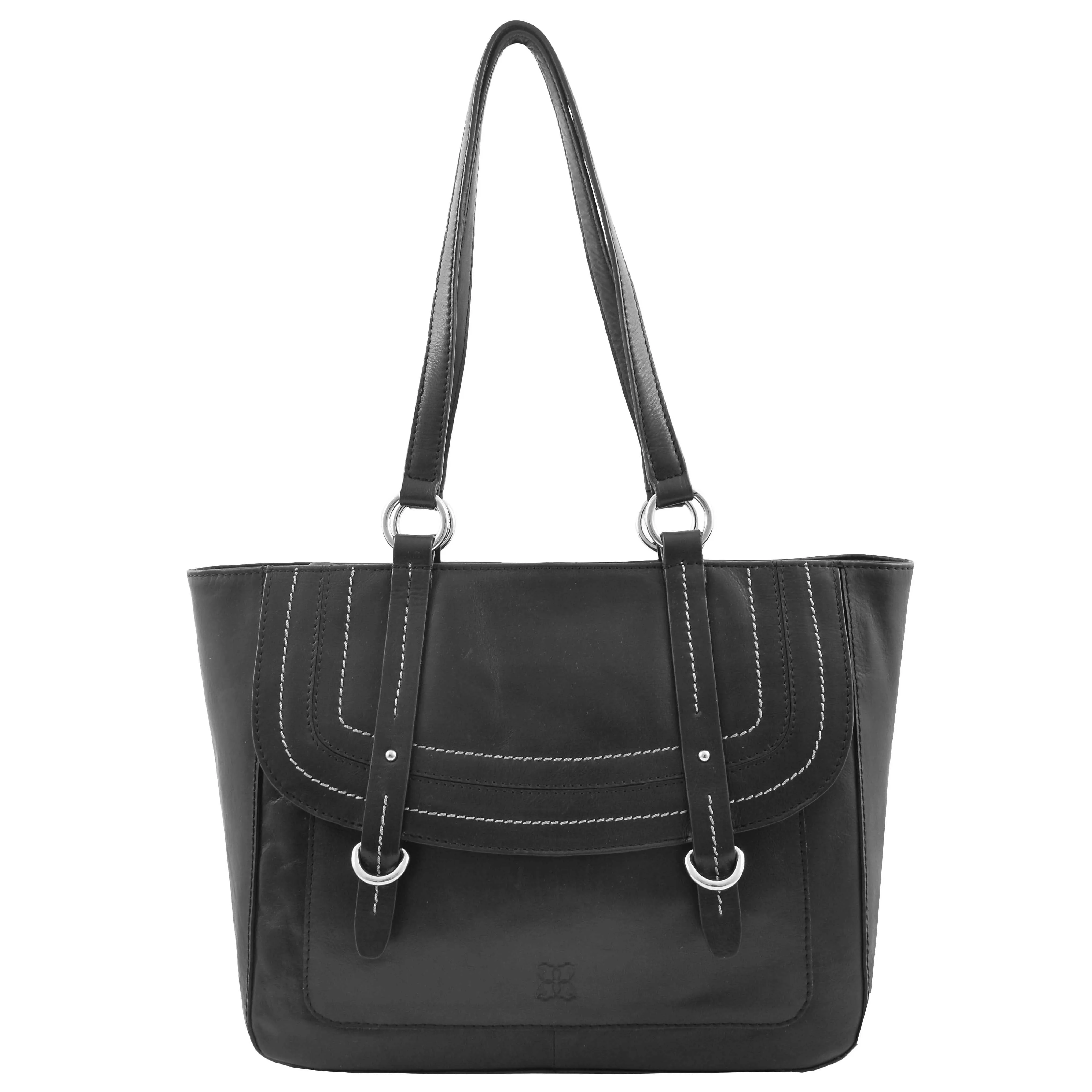 DR591 Women's Soft Leather Large Size Shopper Bag Black