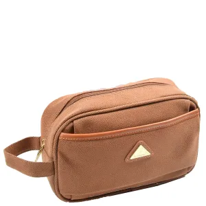 DR625 Toiletry Wash Faux Leather Wrist Bag Camel