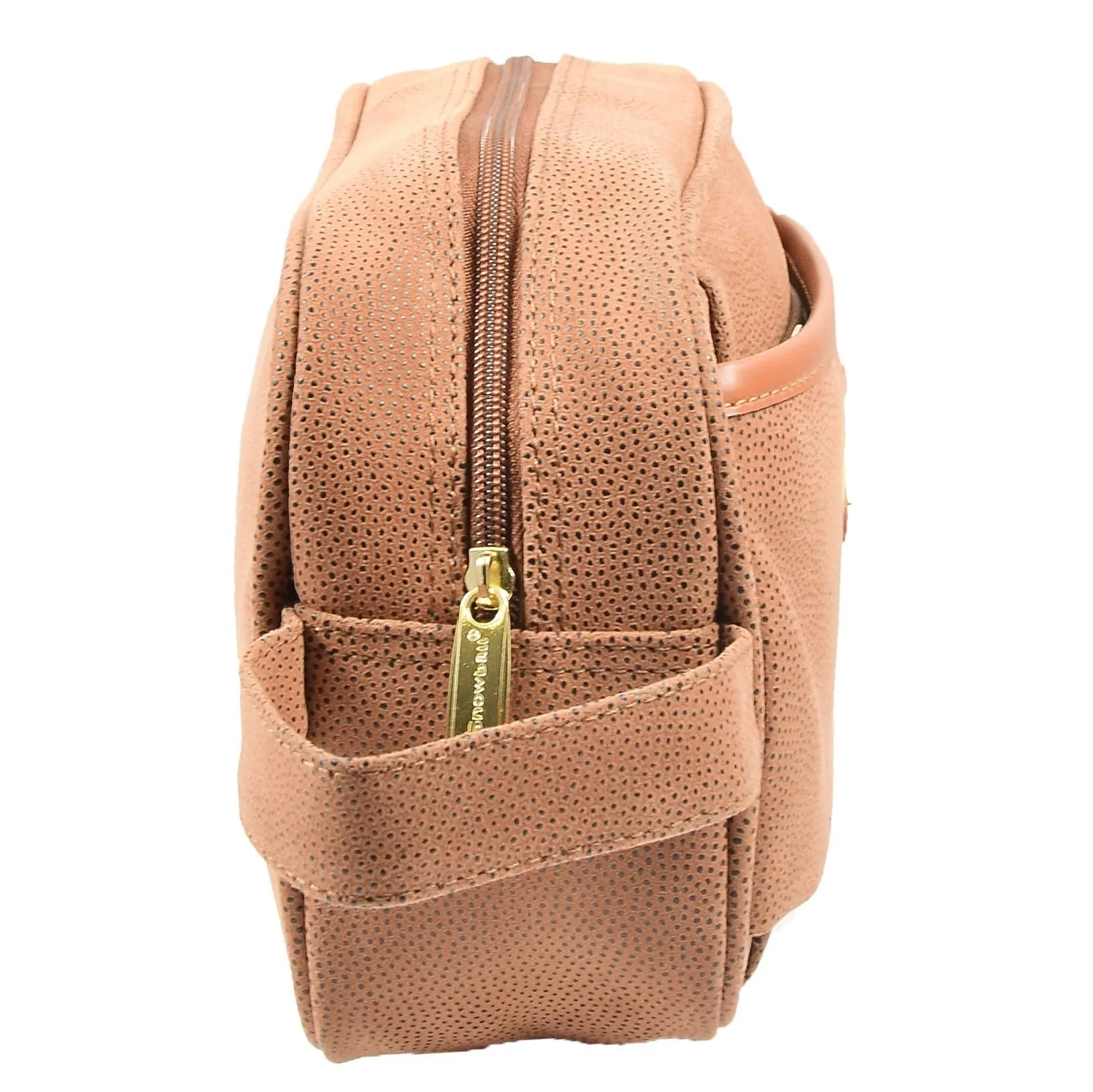 DR625 Toiletry Wash Faux Leather Wrist Bag Camel