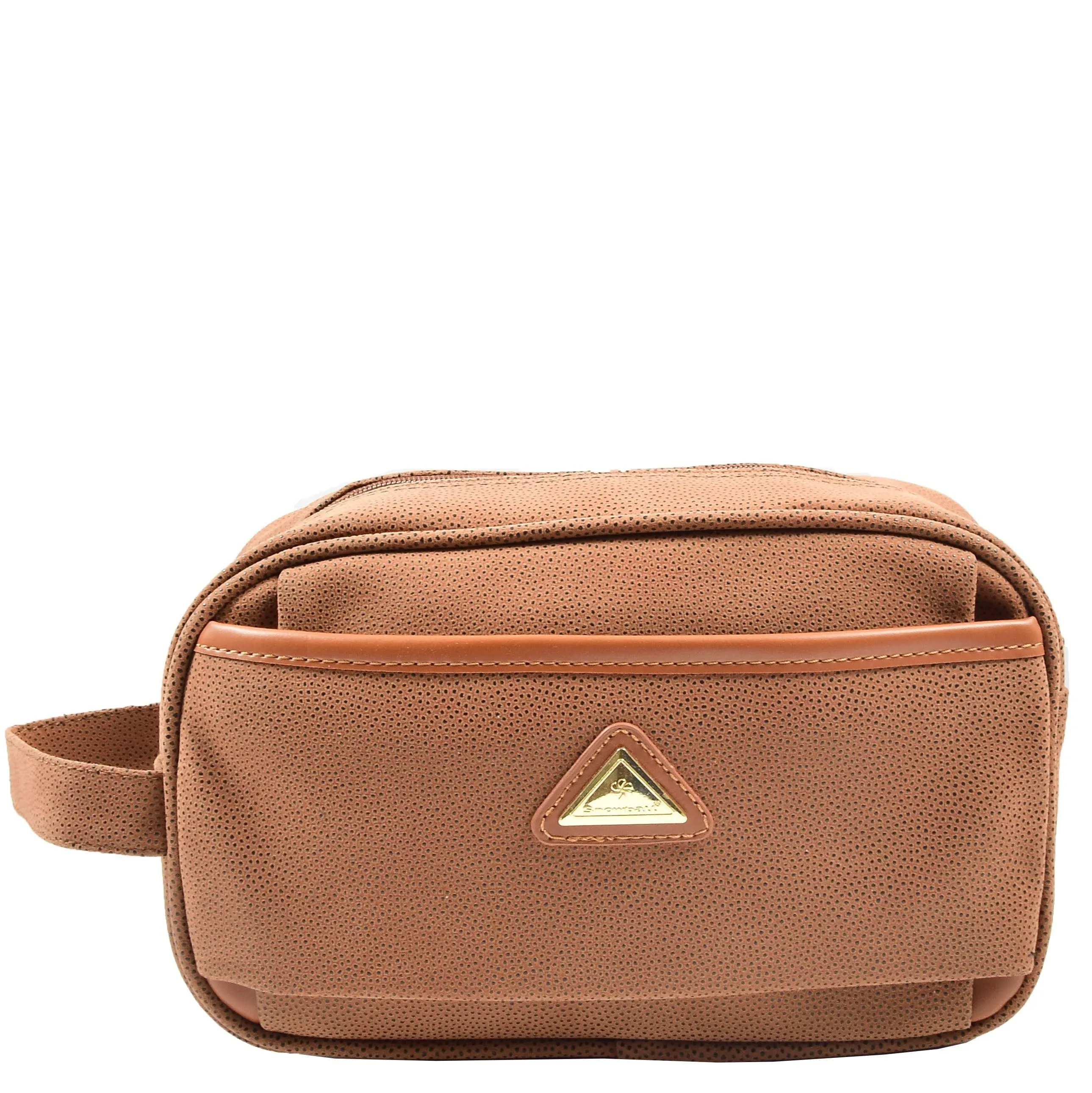 DR625 Toiletry Wash Faux Leather Wrist Bag Camel