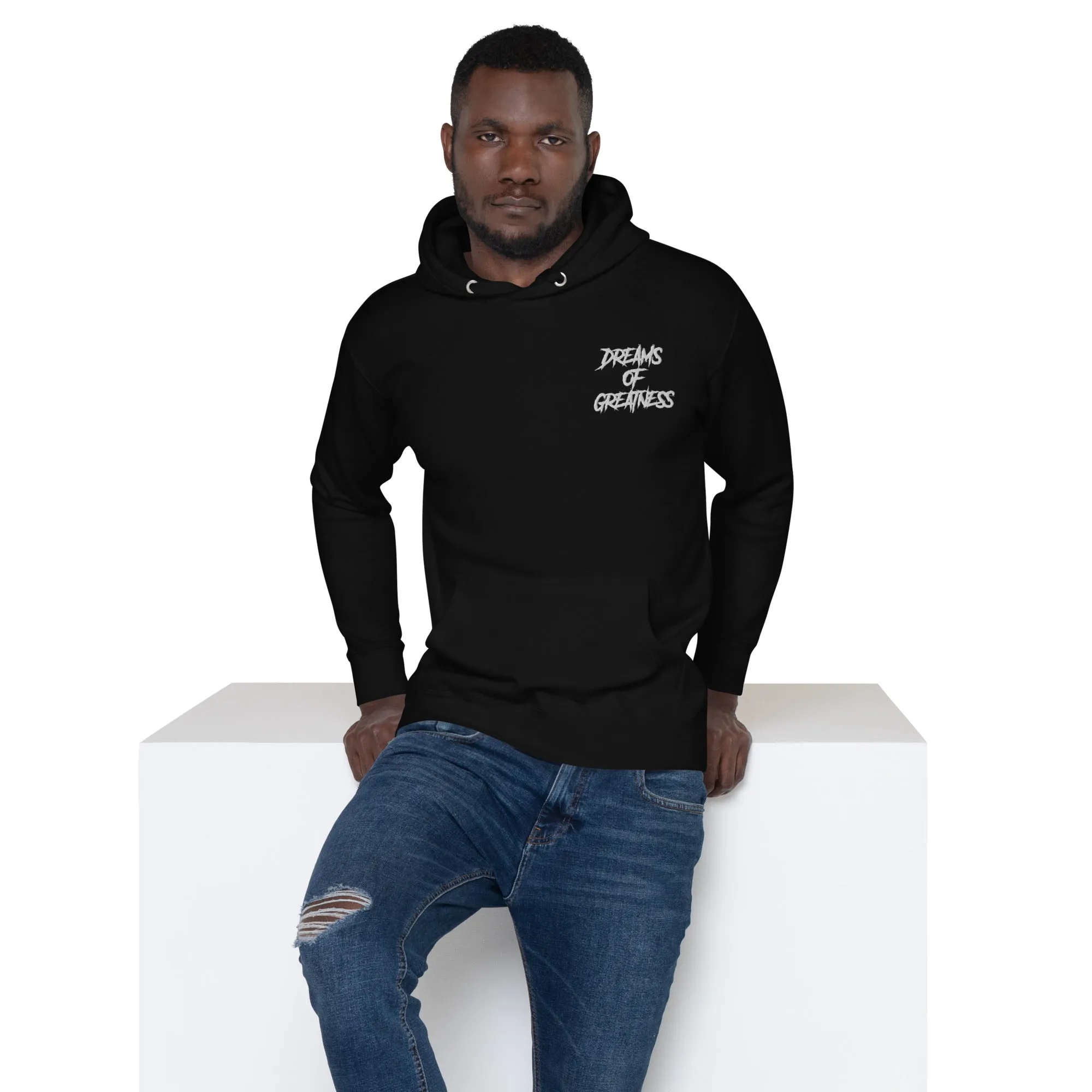 DREAMS OF GREATNESS New School Stitched Hoodie (WHITE)