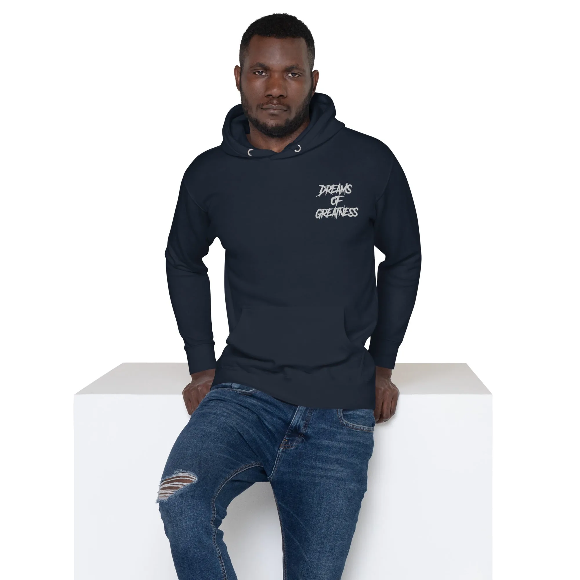 DREAMS OF GREATNESS New School Stitched Hoodie (WHITE)