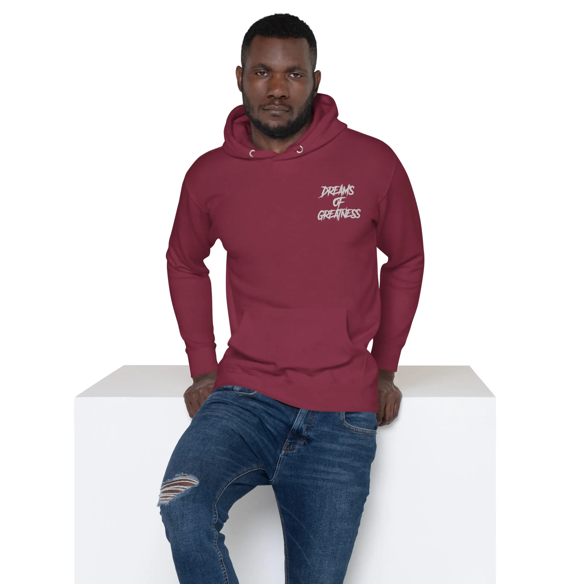 DREAMS OF GREATNESS New School Stitched Hoodie (WHITE)