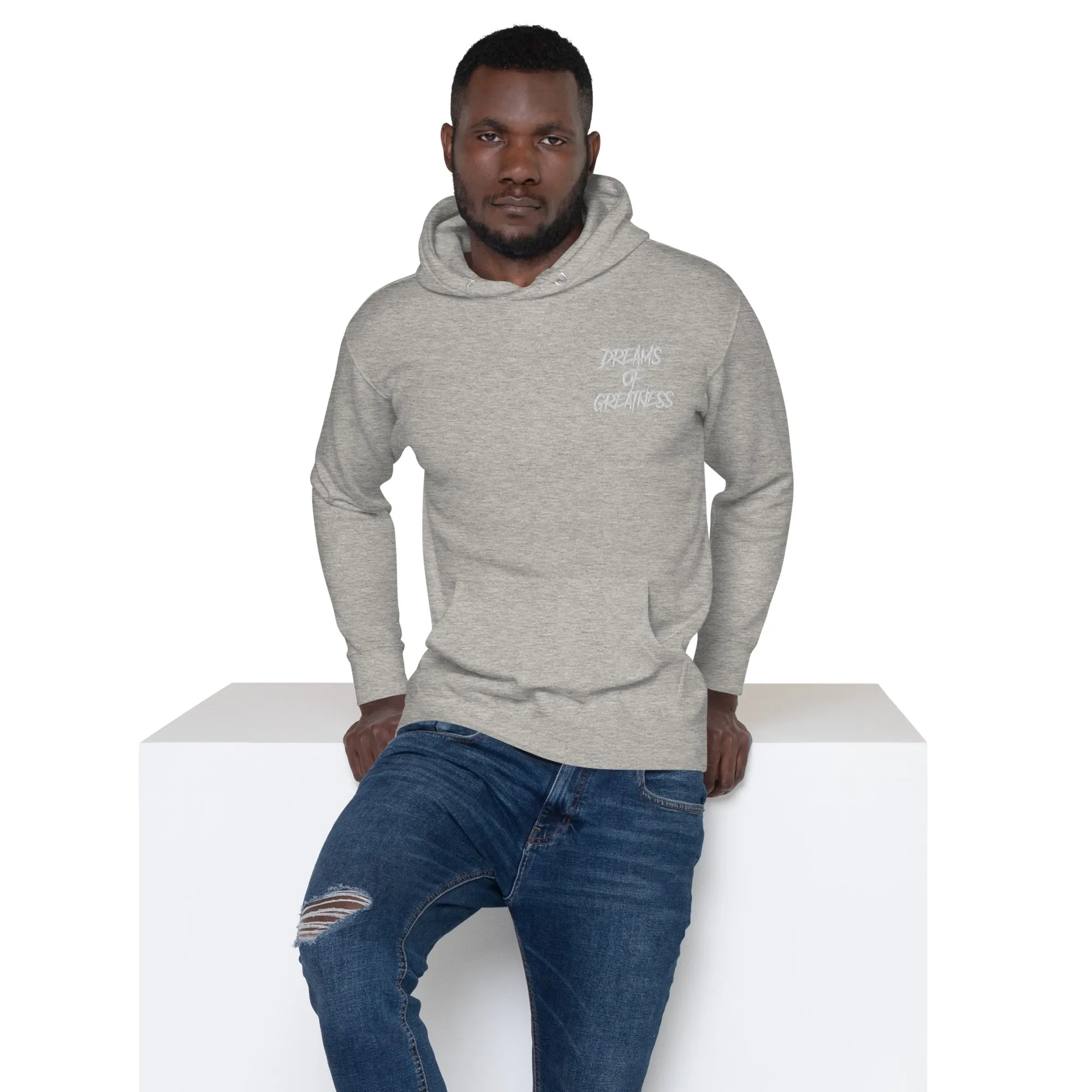 DREAMS OF GREATNESS New School Stitched Hoodie (WHITE)