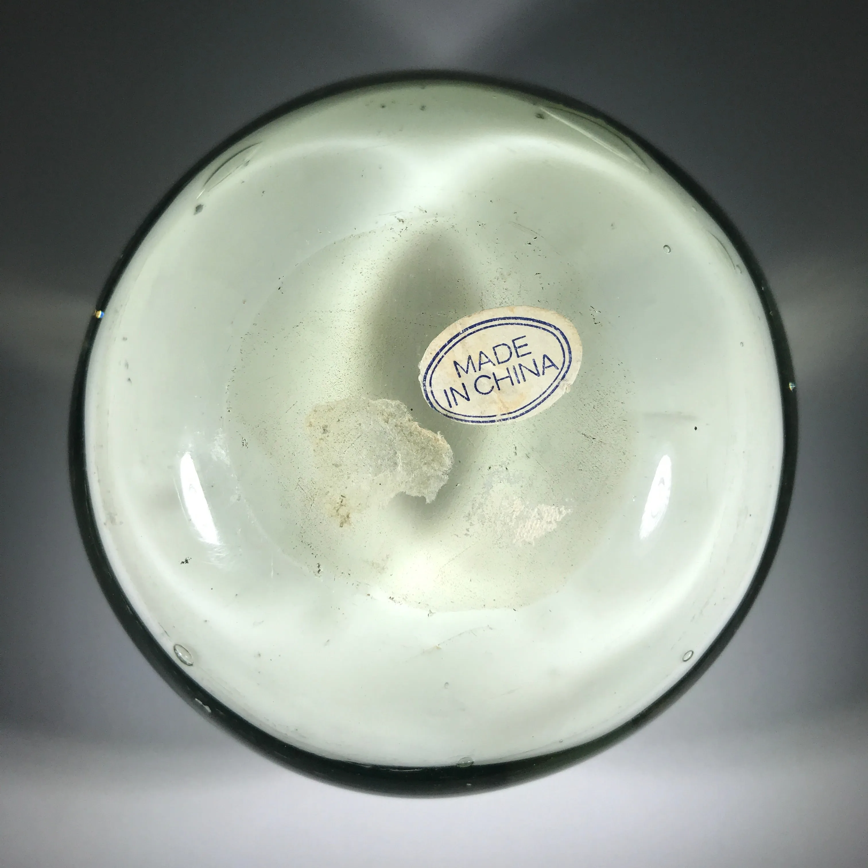 Early 20th Century Chinese Magnum Art Glass Paperweight Painted White Ground Cricket on Squash Trellis
