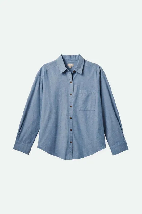 East Side Boxy LS Wvn| Light Chambray Blue