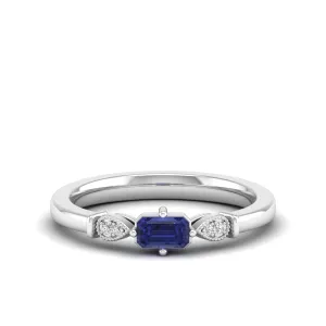 East-West Tanzanite and Filligree Diamond Ring
