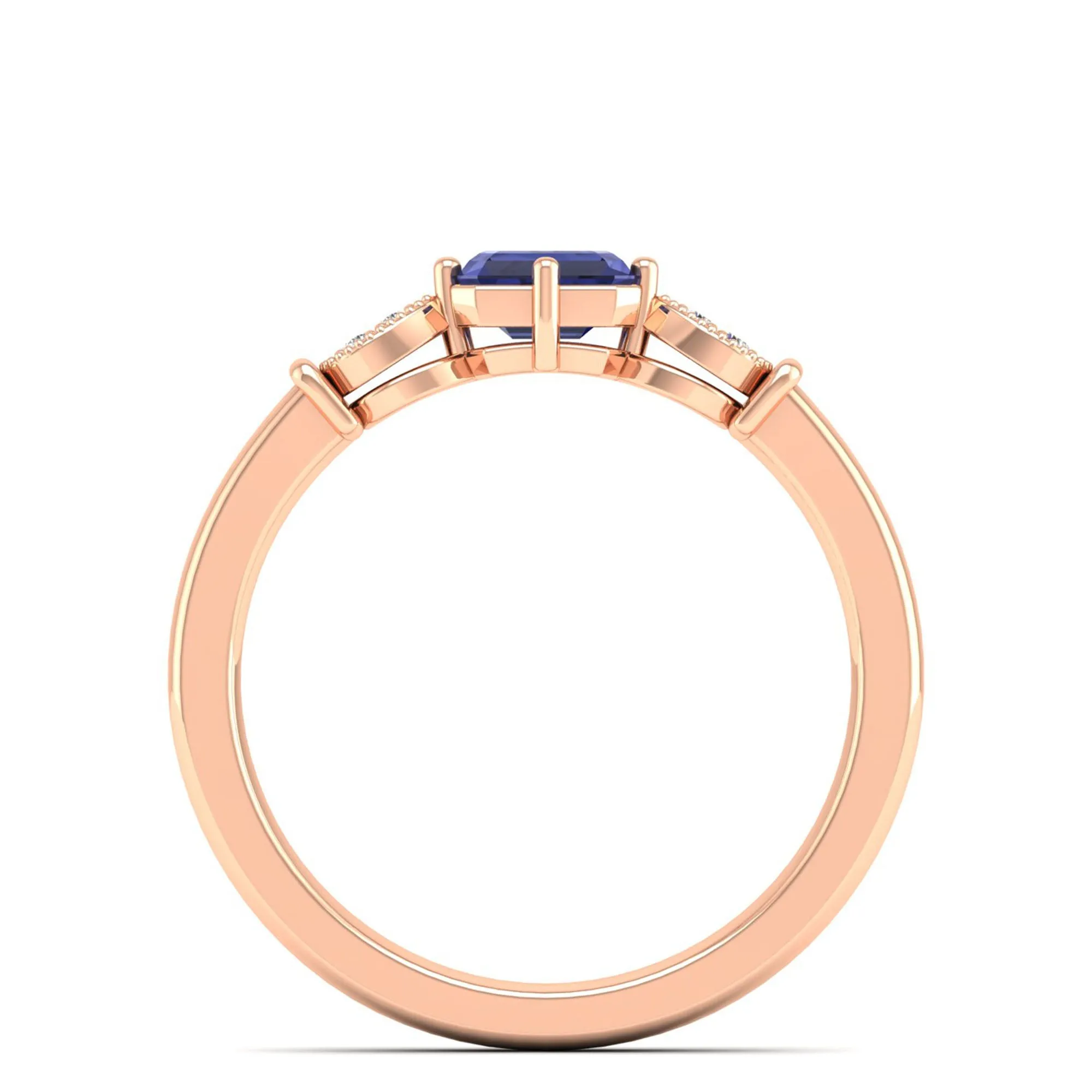 East-West Tanzanite and Filligree Diamond Ring