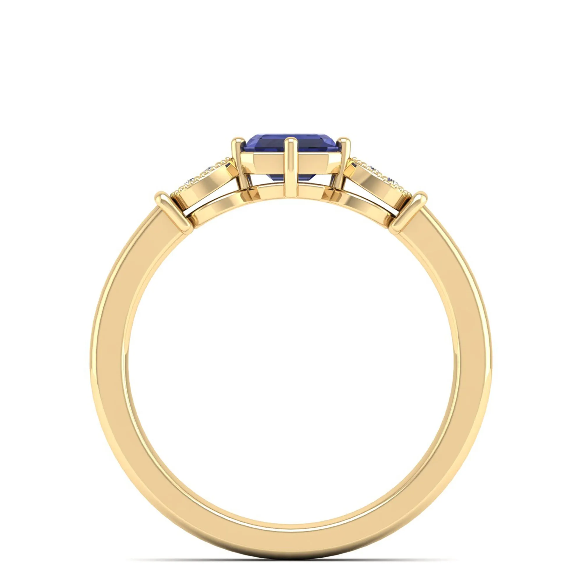 East-West Tanzanite and Filligree Diamond Ring