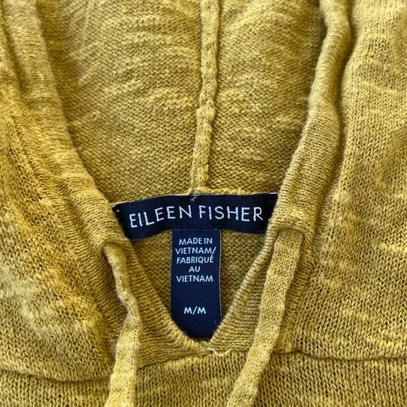 Eileen Fisher - Organic Cotton Linen Slub Hooded Top - size medium