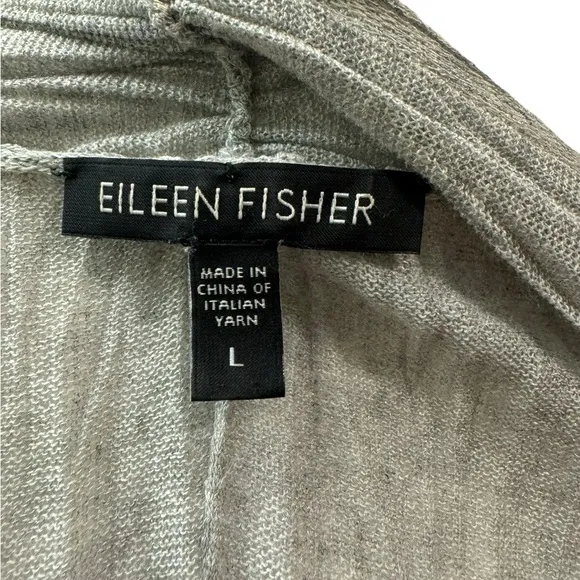 Eileen Fisher short cardigan in silver. Size L. EUC