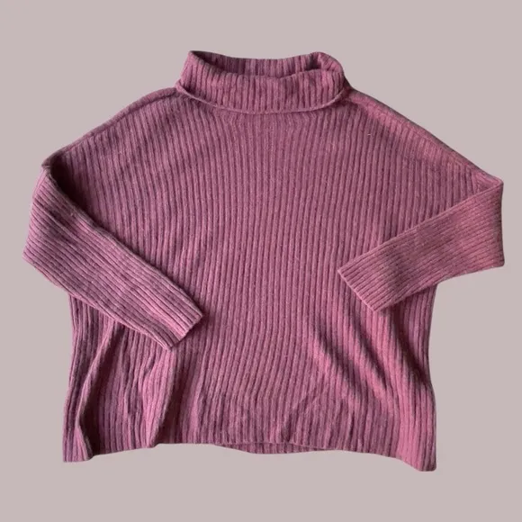 Eileen Fisher yak wool rust red boxy mock neck sweater XL