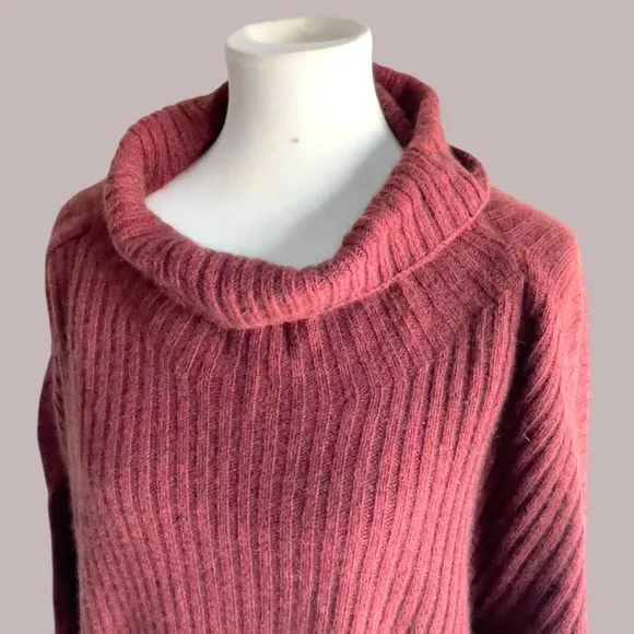 Eileen Fisher yak wool rust red boxy mock neck sweater XL