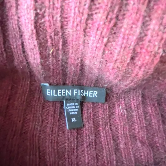 Eileen Fisher yak wool rust red boxy mock neck sweater XL
