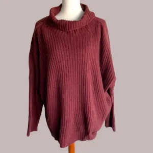 Eileen Fisher yak wool rust red boxy mock neck sweater XL