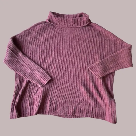 Eileen Fisher yak wool rust red boxy mock neck sweater XL