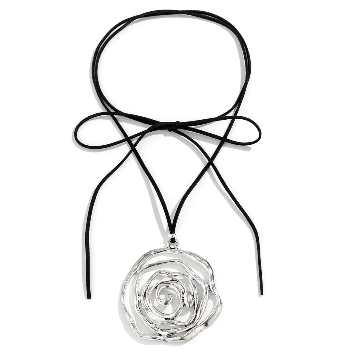 Elegant Layered Velvet Rose Pendant Choker Necklace