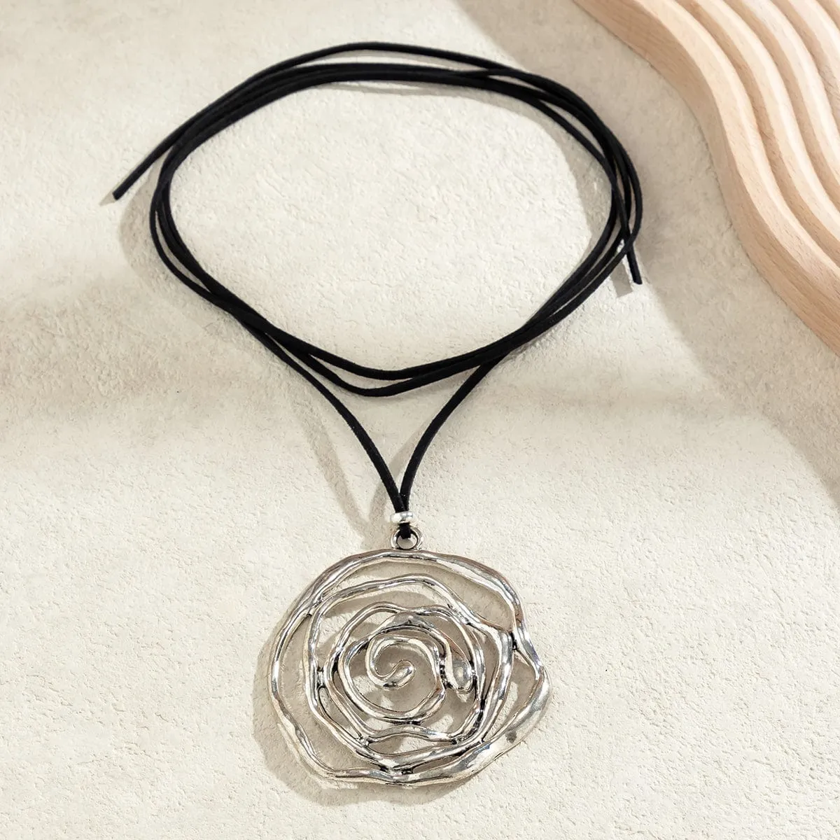 Elegant Layered Velvet Rose Pendant Choker Necklace