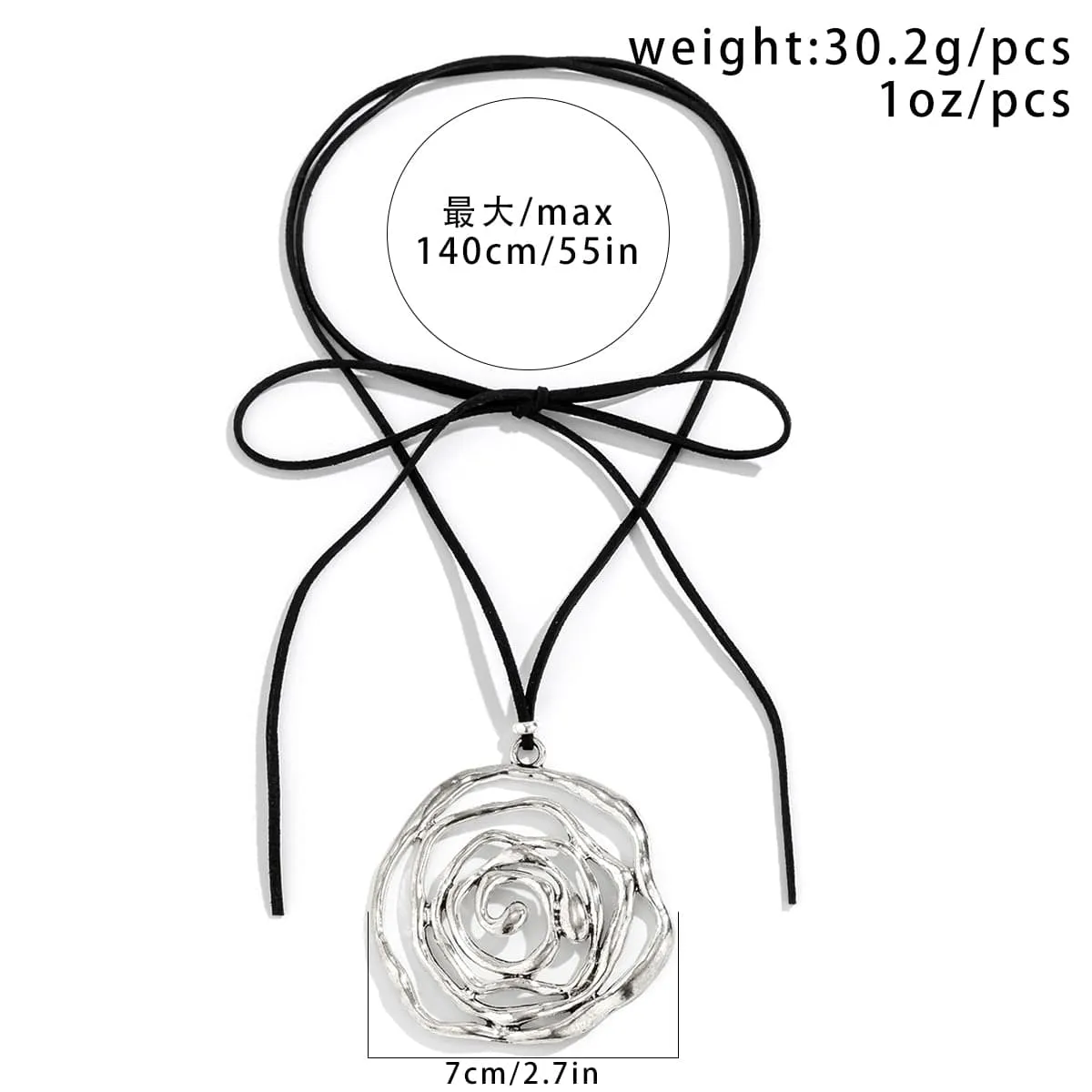 Elegant Layered Velvet Rose Pendant Choker Necklace