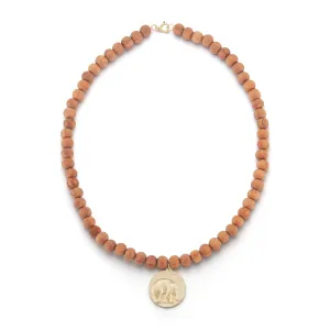 Elephant Wood Bead Charm Necklace