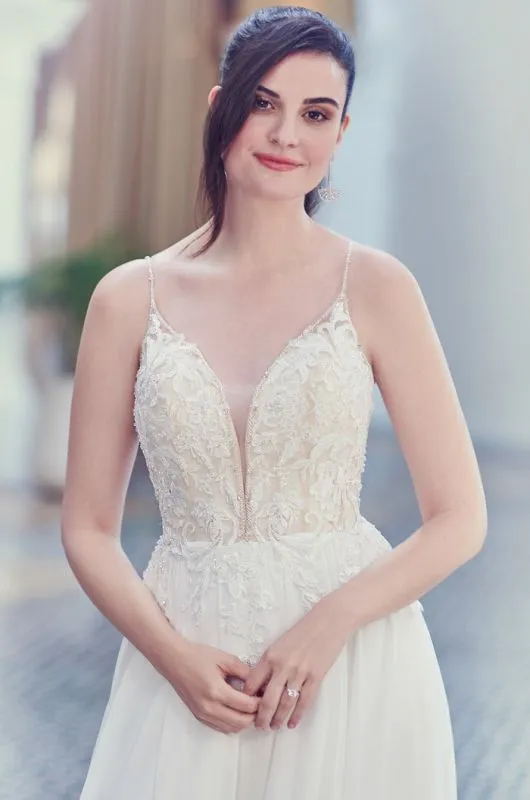 Ella Rosa Size 10 BE580 Ivory/Nude/Ivory Gown