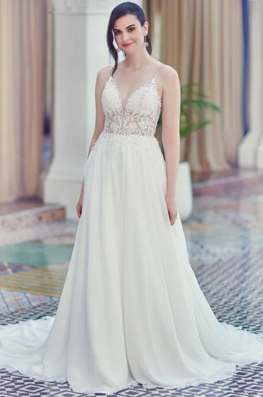Ella Rosa Size 10 BE580 Ivory/Nude/Ivory Gown