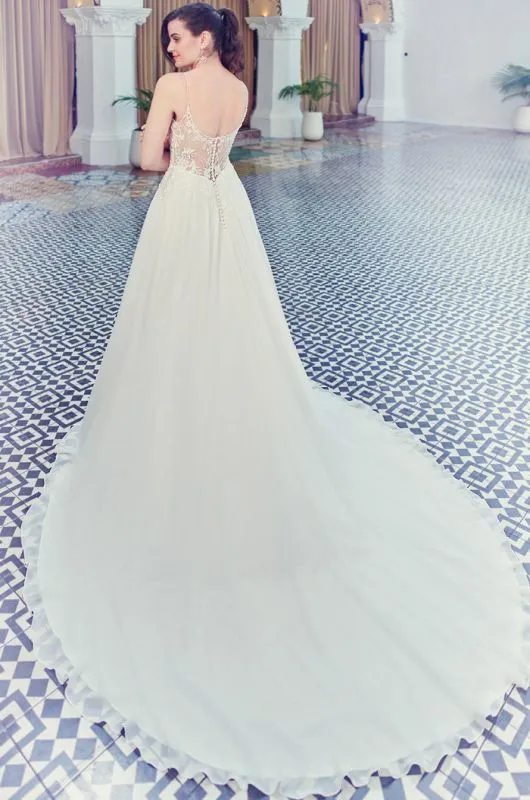Ella Rosa Size 10 BE580 Ivory/Nude/Ivory Gown