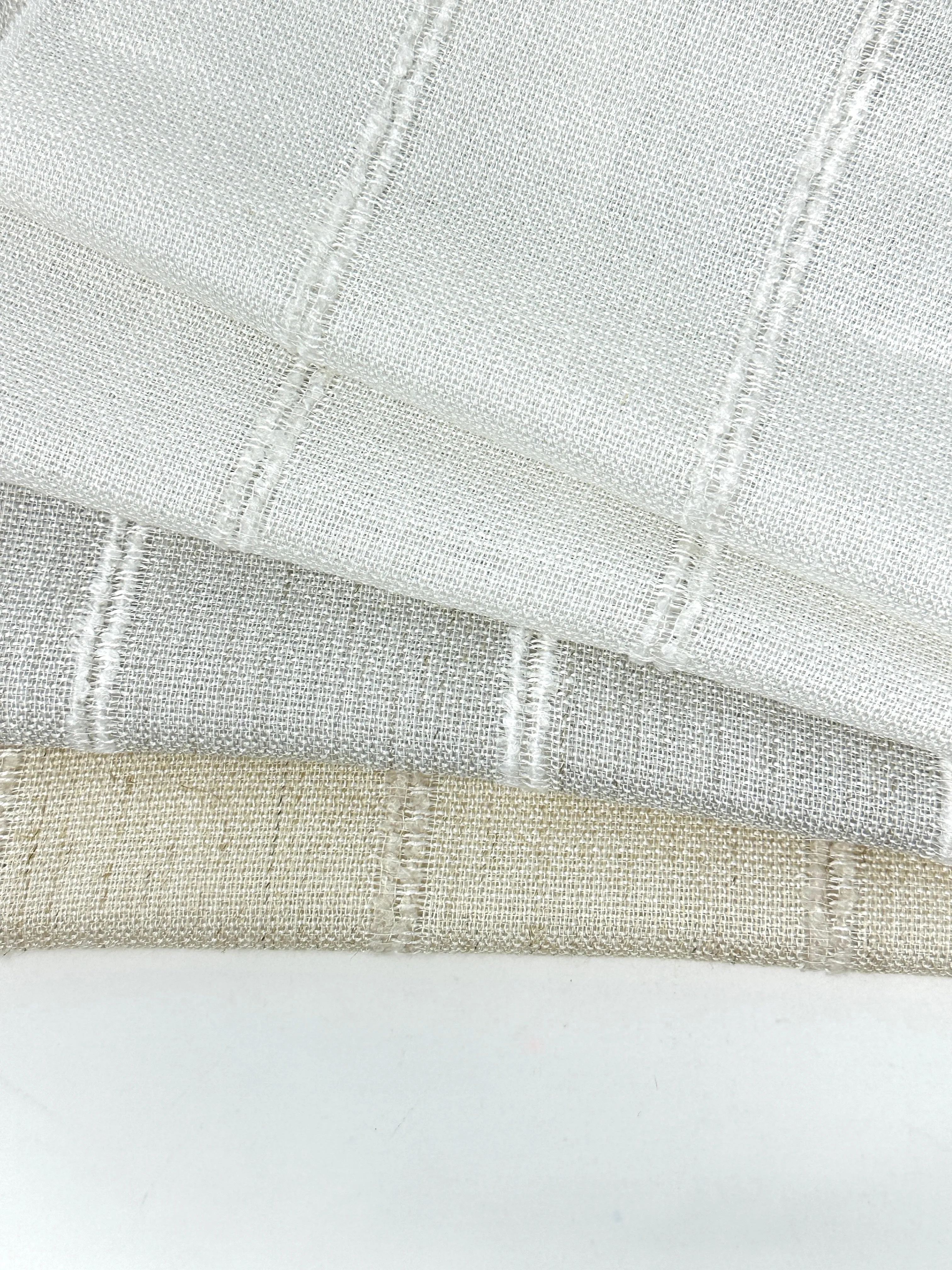 Embroidery Sheer Stripe Linen Flat Relaxed Casual Roman Shade, Farmhouse contemporary Roman Shade/CL1060
