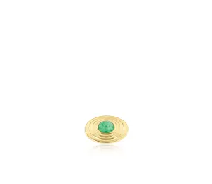 Emerald Cabochon Layered Lapel Brooch