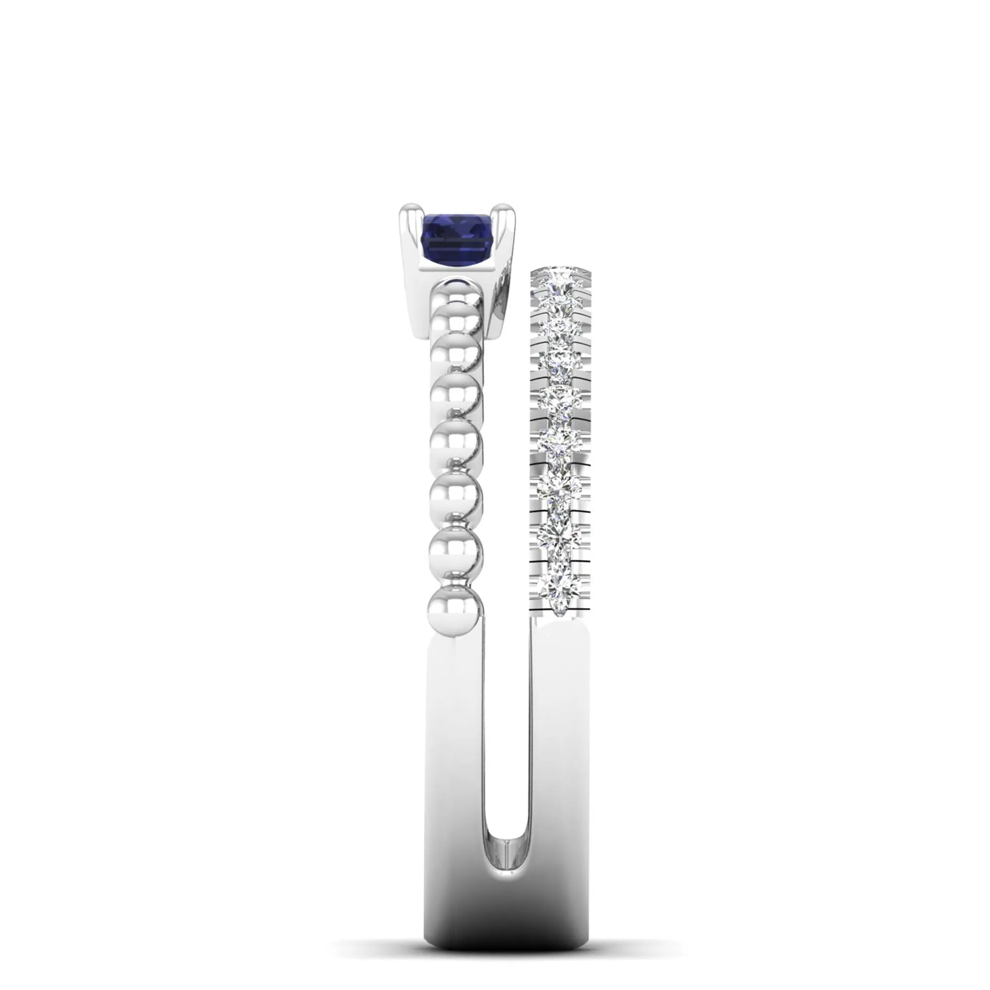 Emerald Cut East-West Tanzanite and Diamond Ring