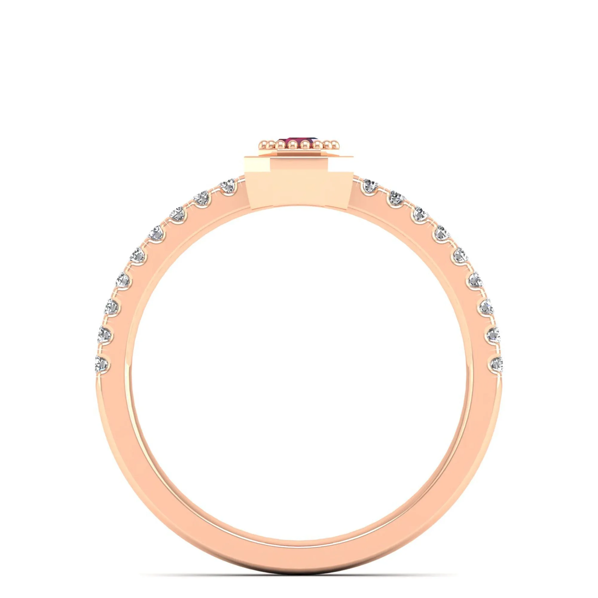 Emerald Cut Ruby and Diamond Ring