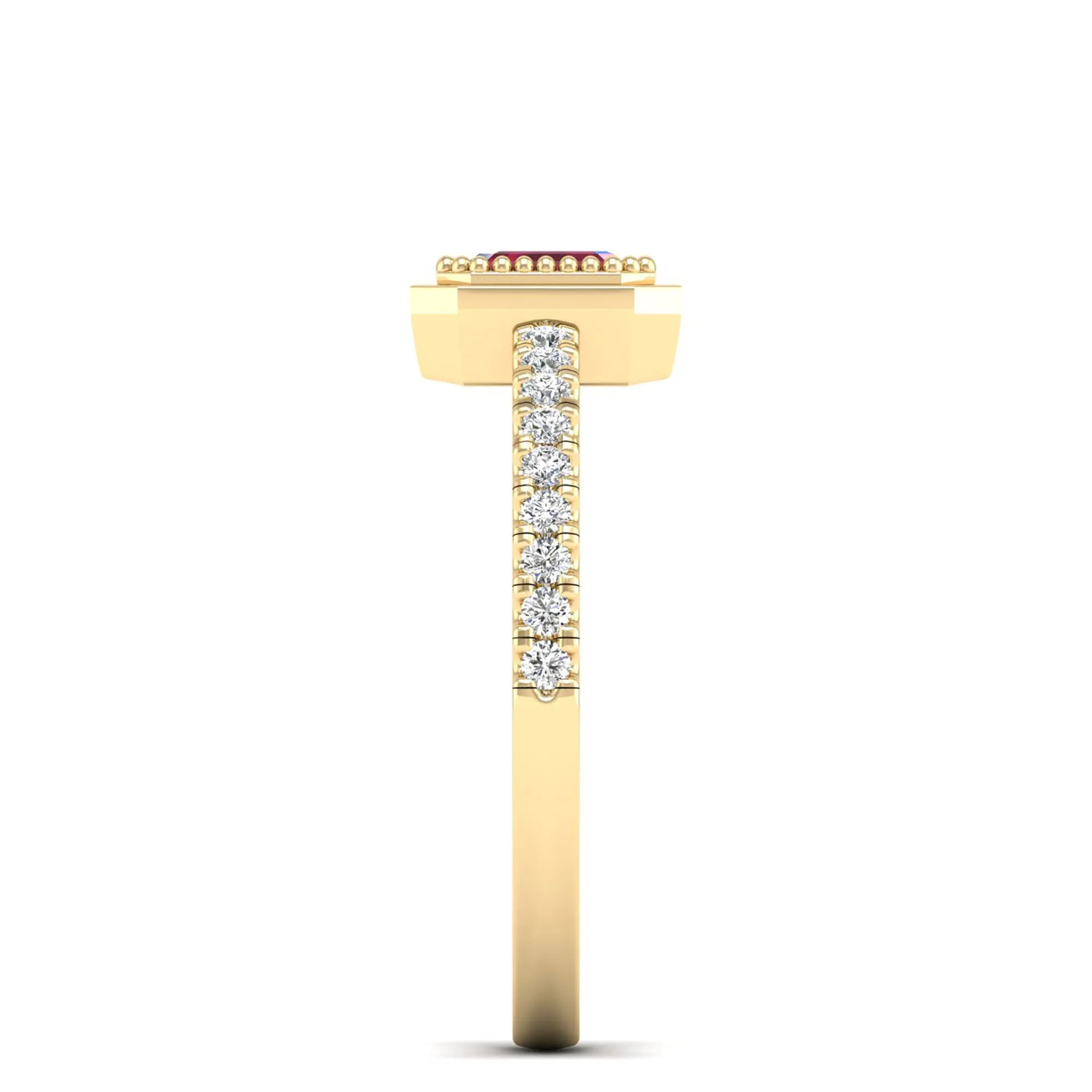 Emerald Cut Ruby and Diamond Ring