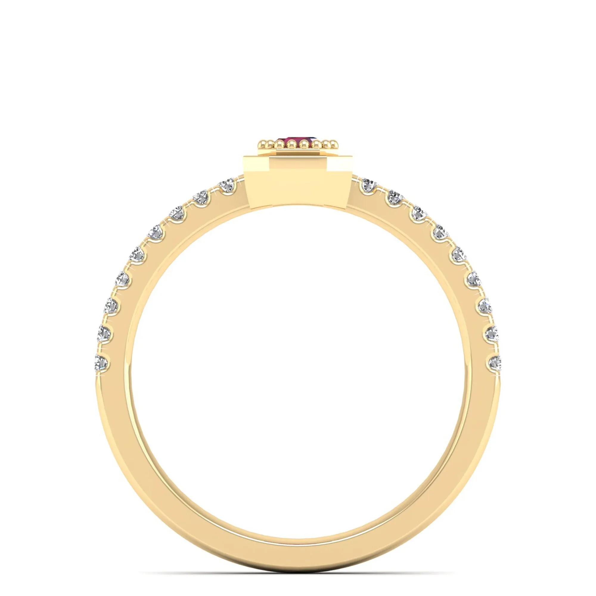 Emerald Cut Ruby and Diamond Ring