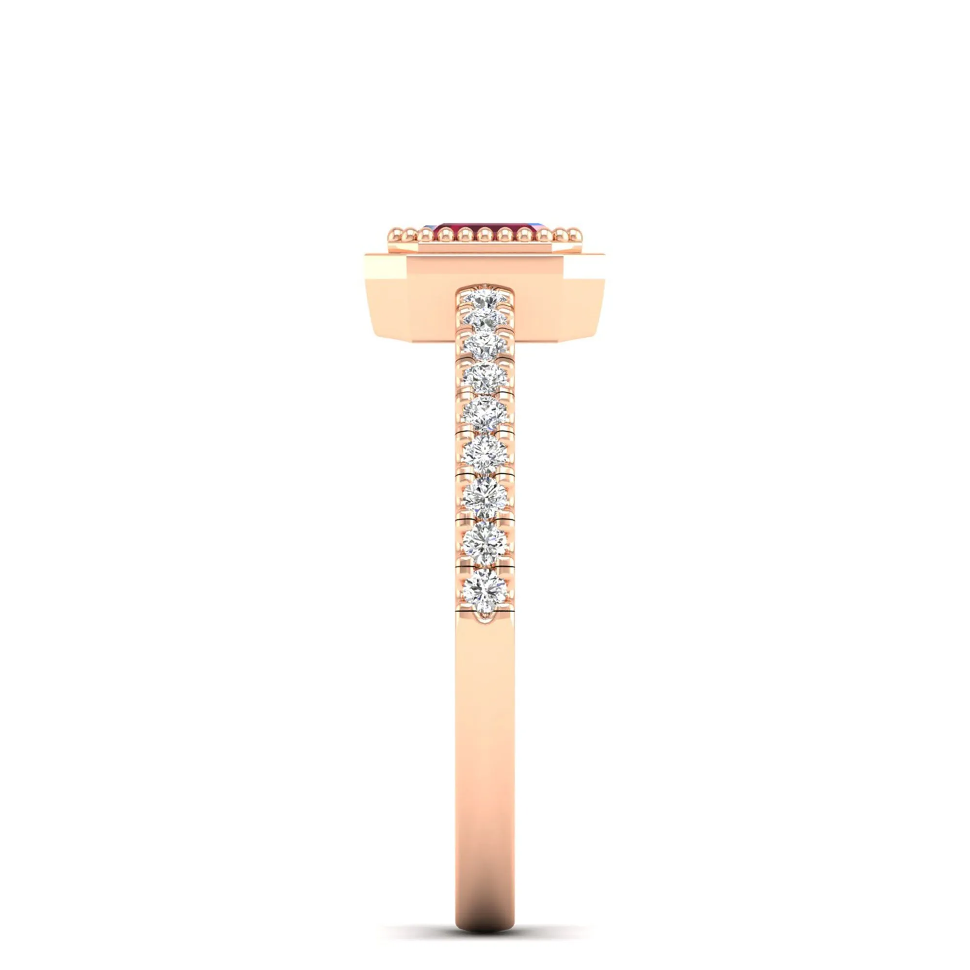 Emerald Cut Ruby and Diamond Ring