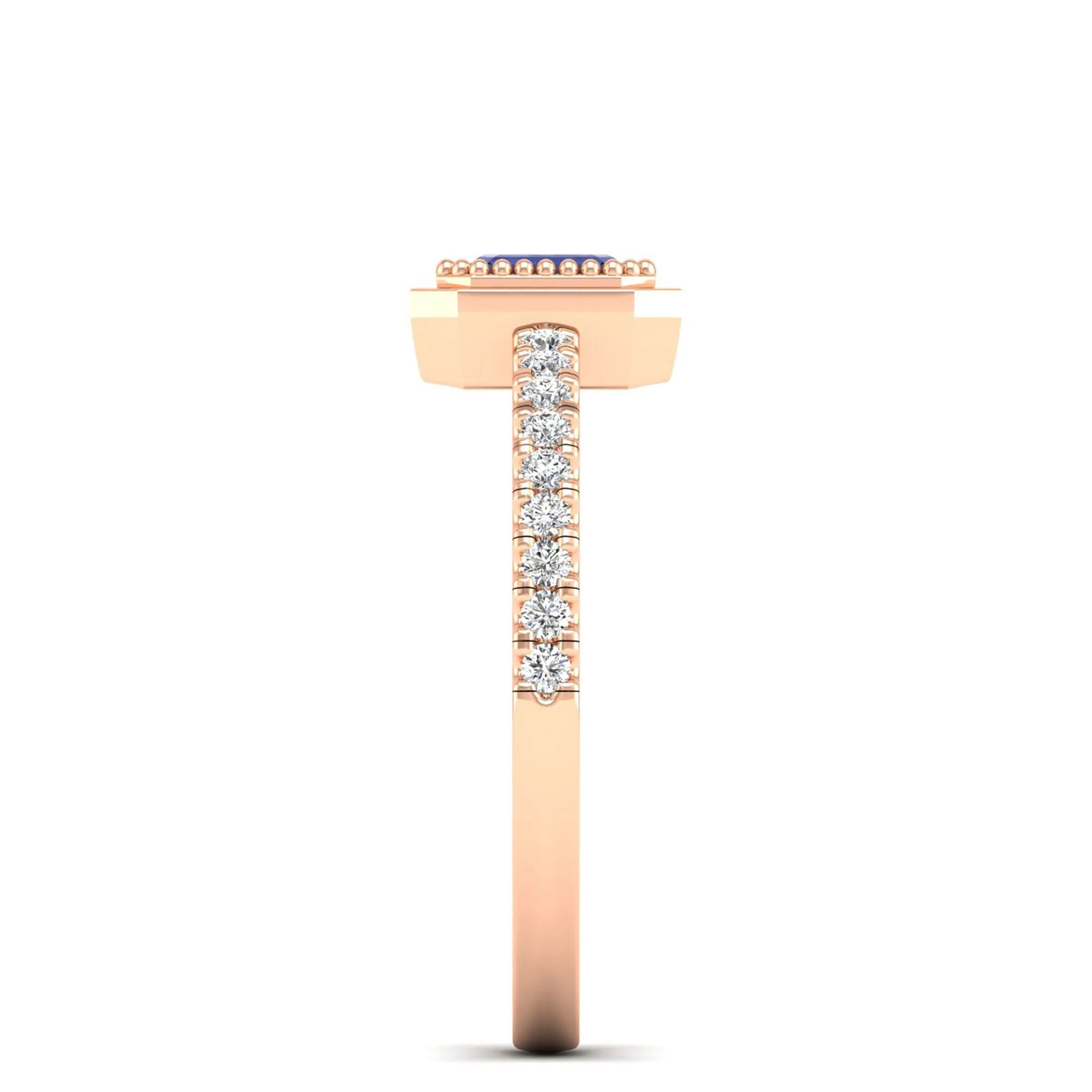 Emerald Cut Tanzanite and Diamond Ring