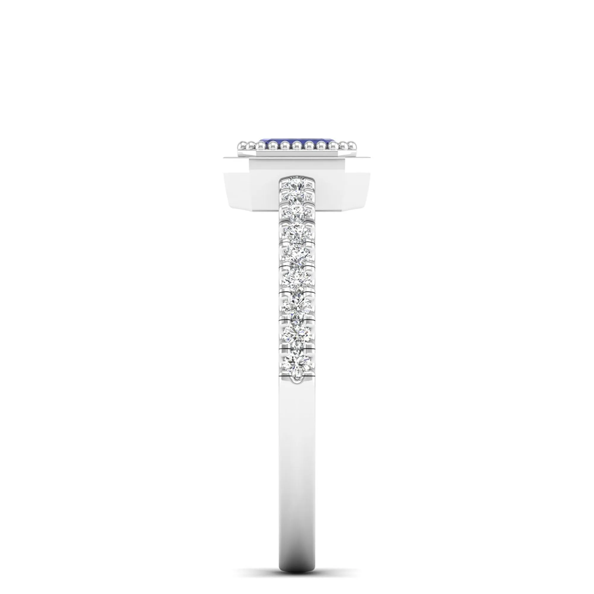 Emerald Cut Tanzanite and Diamond Ring