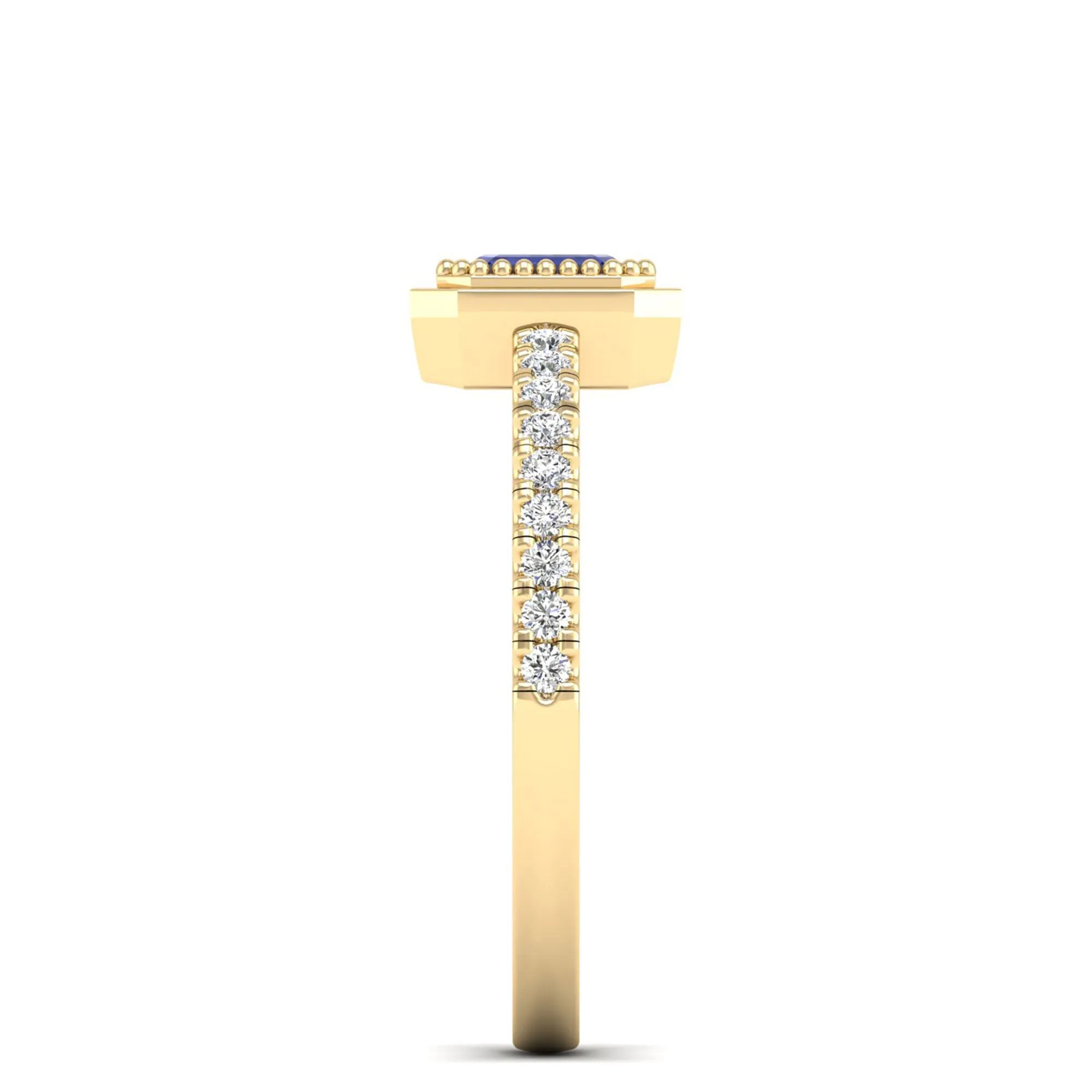 Emerald Cut Tanzanite and Diamond Ring