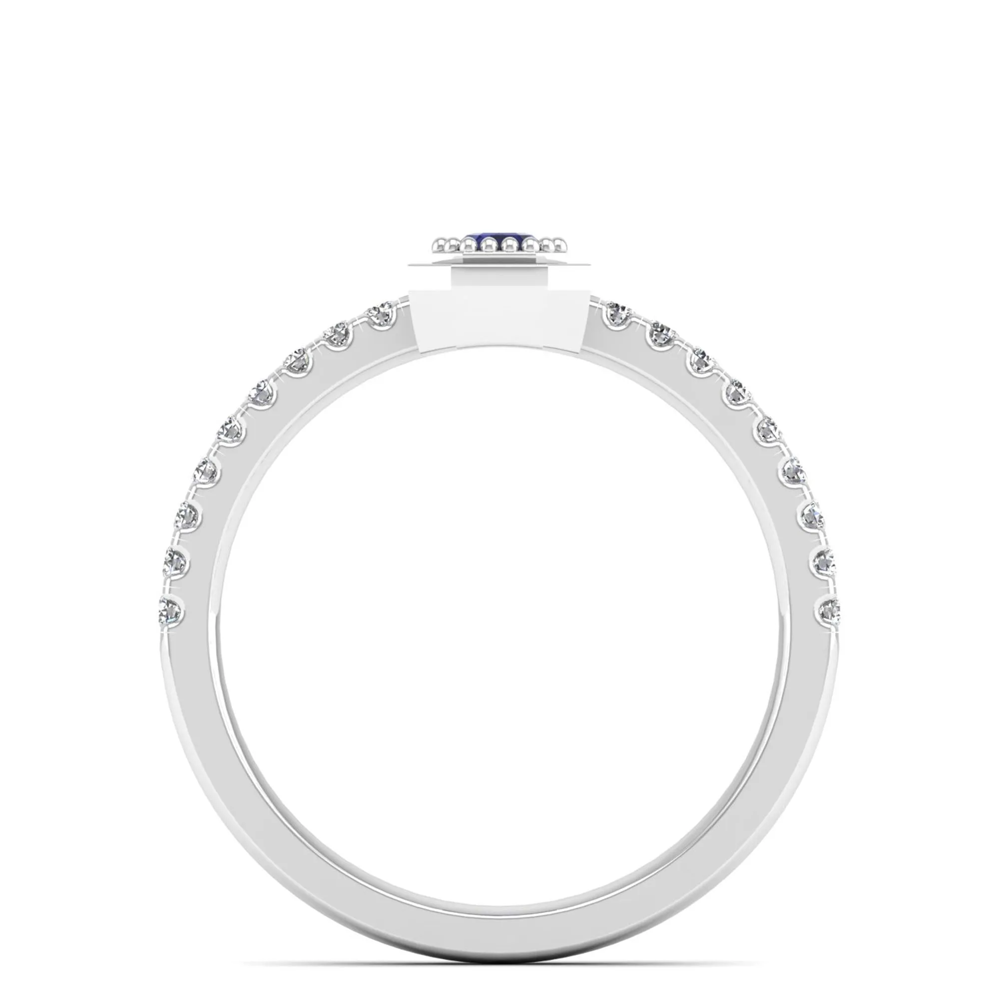 Emerald Cut Tanzanite and Diamond Ring