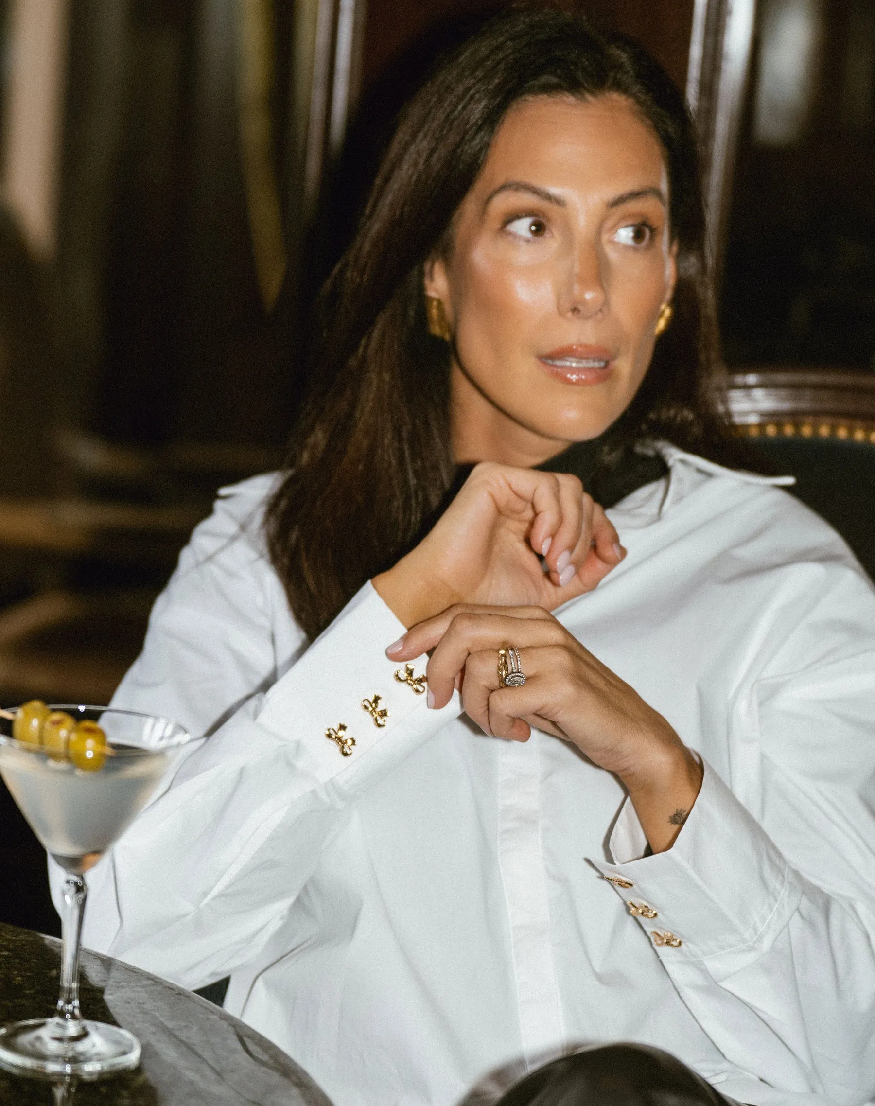 Emily Button Up Shirt with Bow Buttons